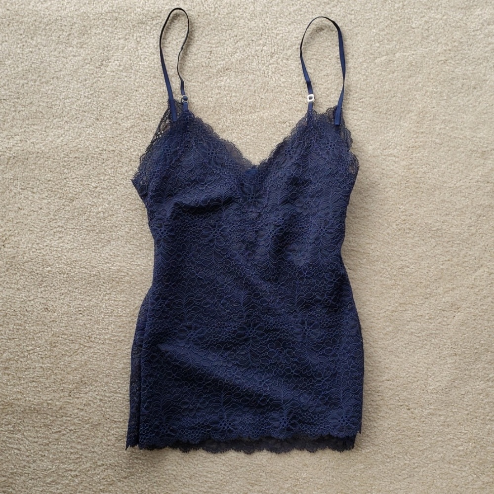 NATORI blue lace camisole XS